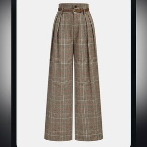 NWT Commense Plaid Pants w Belt